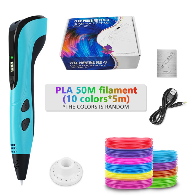 New 3D Pen for Children Kids Creative Diy 3D Printing Pens PLA Filament Portable Child's Birthday Gift with Christmas