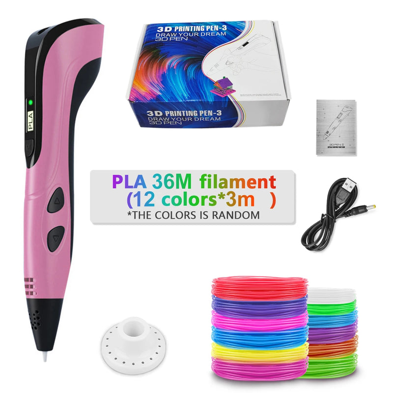 New 3D Pen for Children Kids Creative Diy 3D Printing Pens PLA Filament Portable Child's Birthday Gift with Christmas