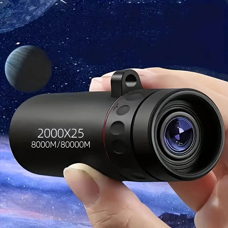 Telescópio monocular HD 2000X25 - Escopo compacto e portátil para caça, viagens, shows e pesca,Telescópio adapitavel para celular