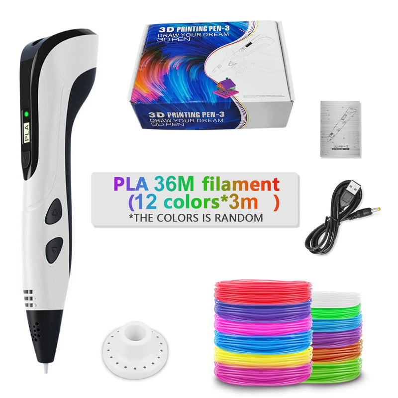 New 3D Pen for Children Kids Creative Diy 3D Printing Pens PLA Filament Portable Child's Birthday Gift with Christmas